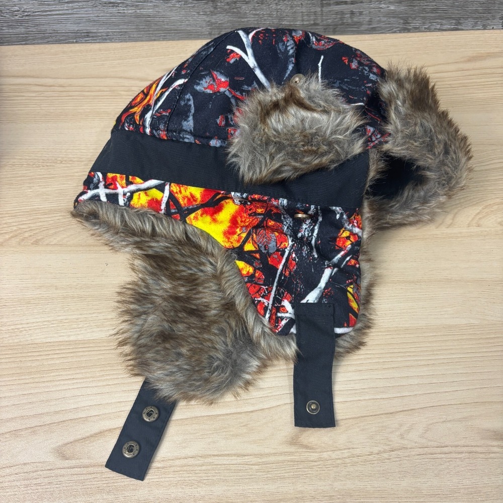 Hot Shot Hat Mens XL Black Trapper Camo Wildfire Camouflage Insulated